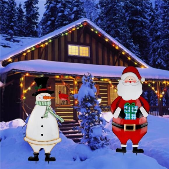 2 Pack Christmas Garden Metal Stakes, 31.5 Inch Decorative Snowman - Picture 7 of 8